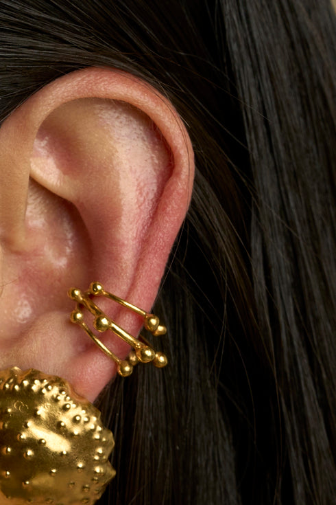 Earcuff - Burbujas Doradas con Baño en oro de 24k