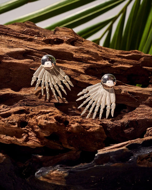 Aretes Pez León en Plata Ley 950