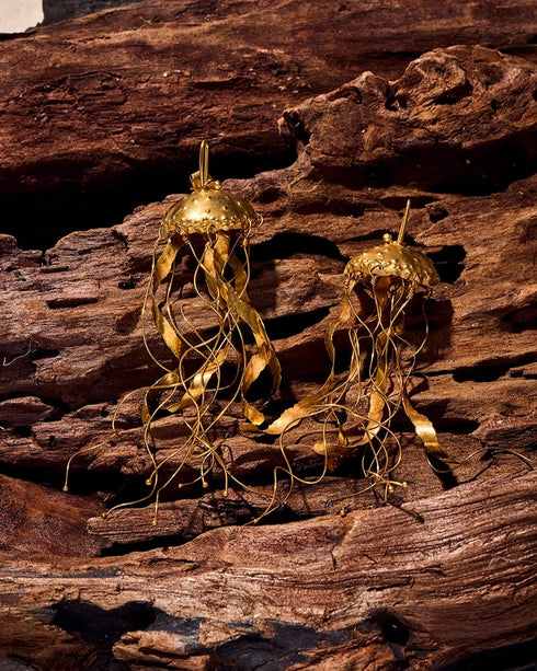 Aretes Melena de León Doble - Baño en Oro de 24 k