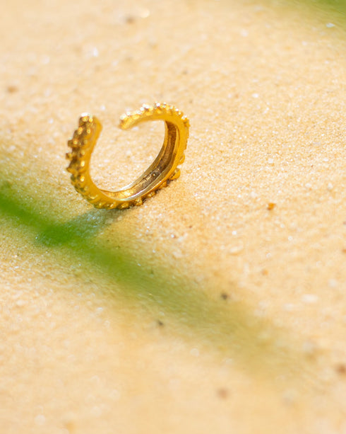Anillo Tentáculo de Pulpo Bronce con baño en Oro 24 k