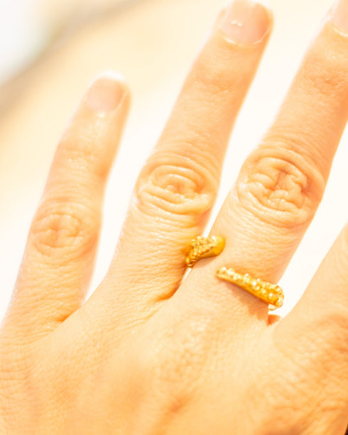 Anillo Tentáculo de Pulpo Bronce con baño en Oro 24 k