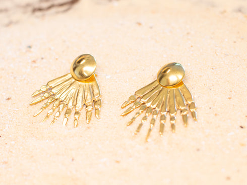 Aretes Pez León en Bronce con baño en Oro de 24 k