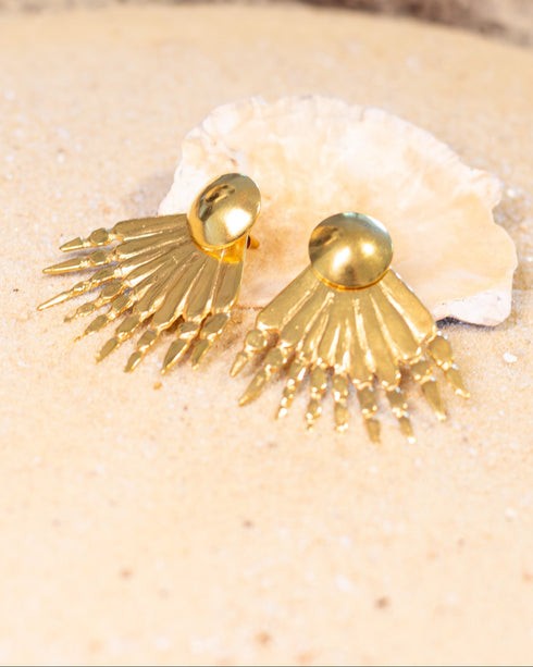 Aretes Pez León en Bronce con baño en Oro de 24 k