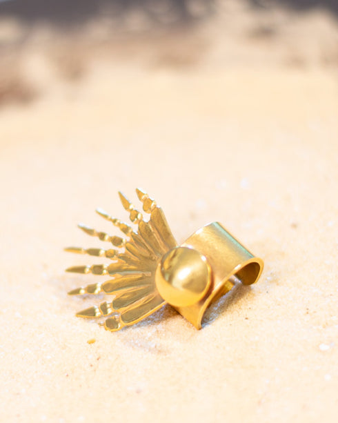 Anillo Pez León en Bronce con baño en Oro de 24 k