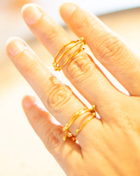 Anillo Midi - Burbujas Doradas con Baño en oro de 24k