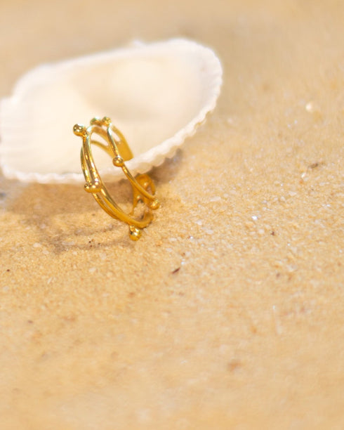 Anillo midi bronce con baño en oro alas de zafiro