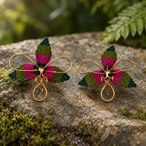 Maxi Cattleya Tejida | Aretes artesanales colombianos
